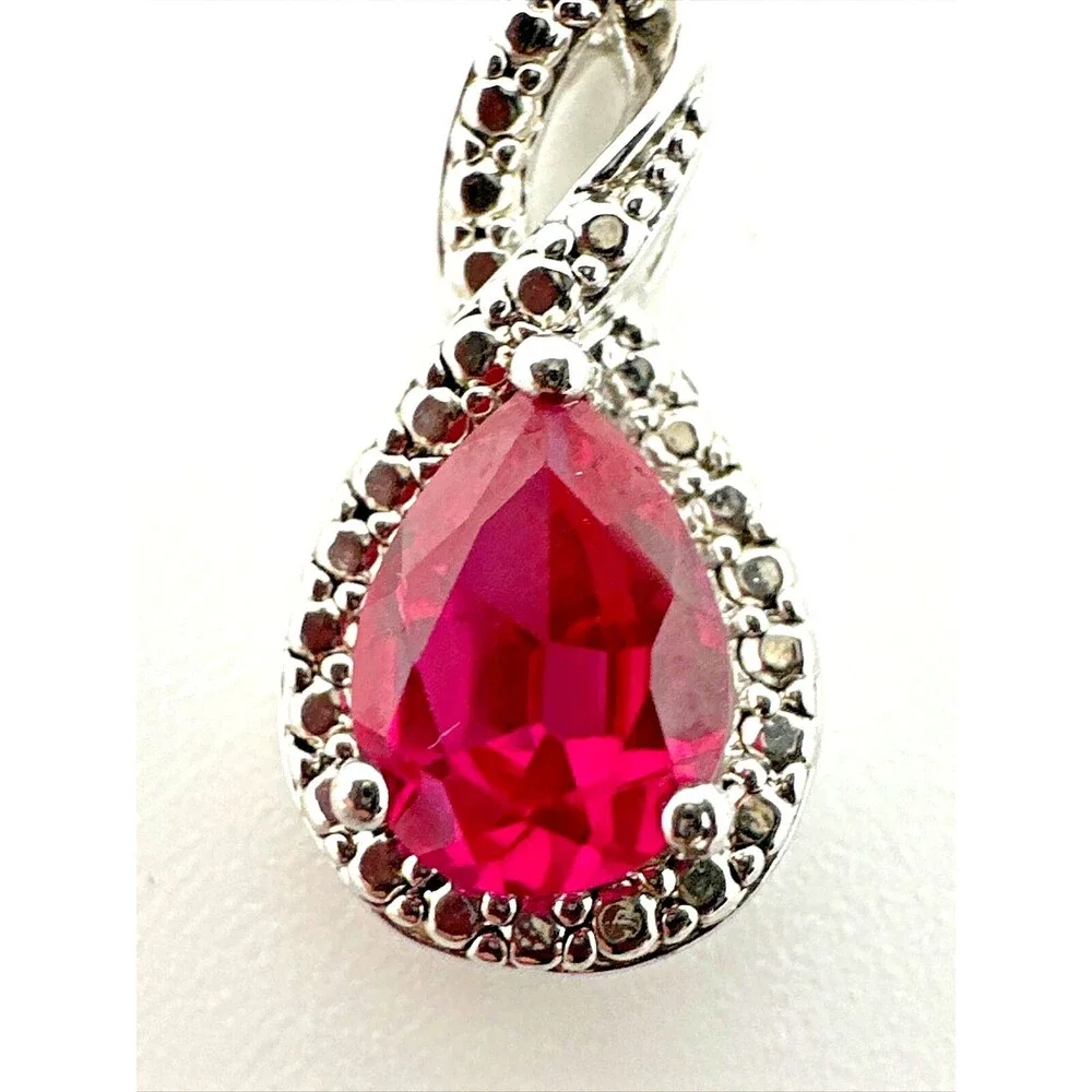 Vintage BN KRN Pink Rhinestone Pendant Necklace Silver Tone Chain Signed 18
